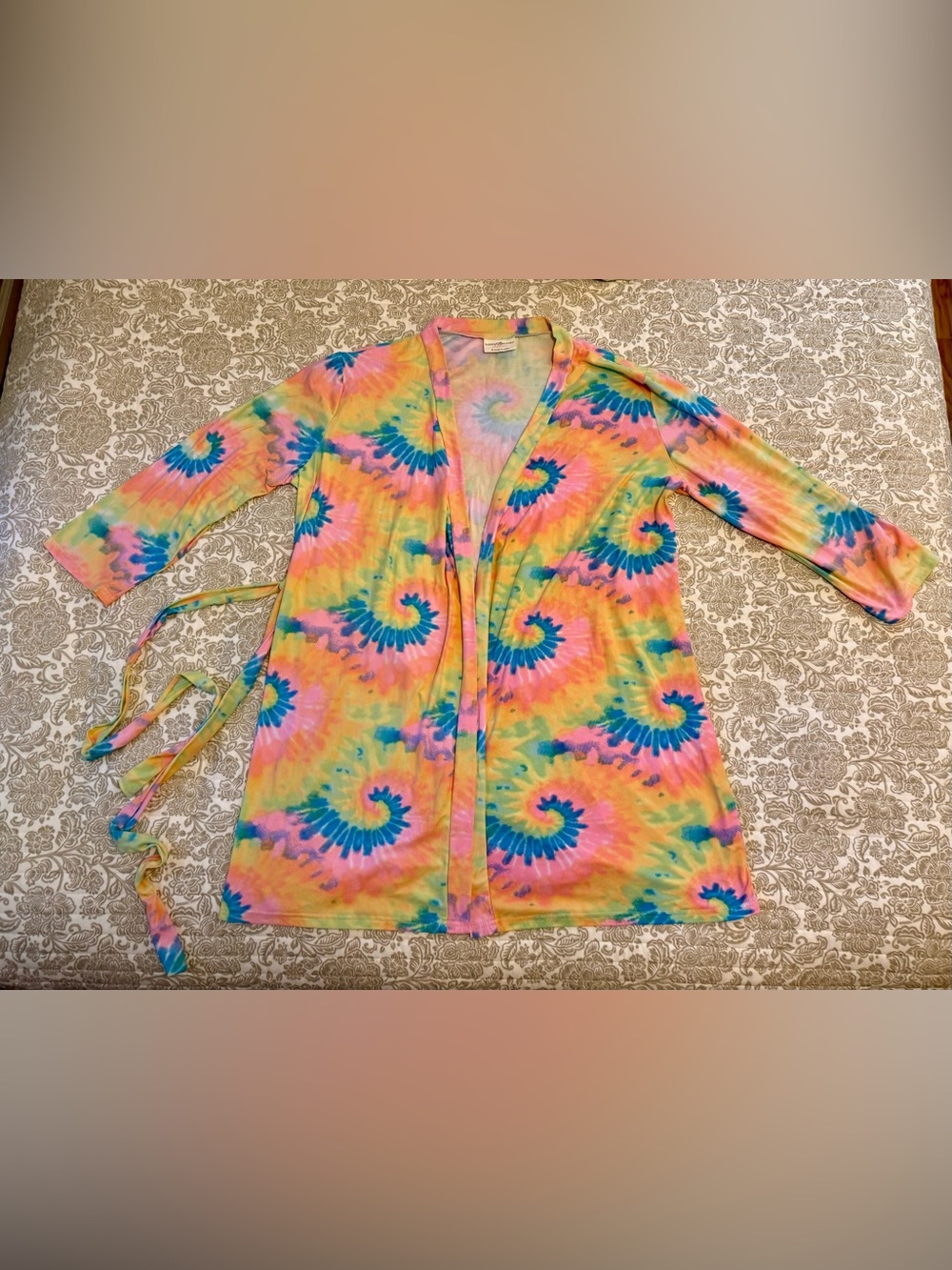 Bobbie Brooks Tie-Dye Robe or Bathing Suit Coverup Silky Super Soft, 2 ties, Sm